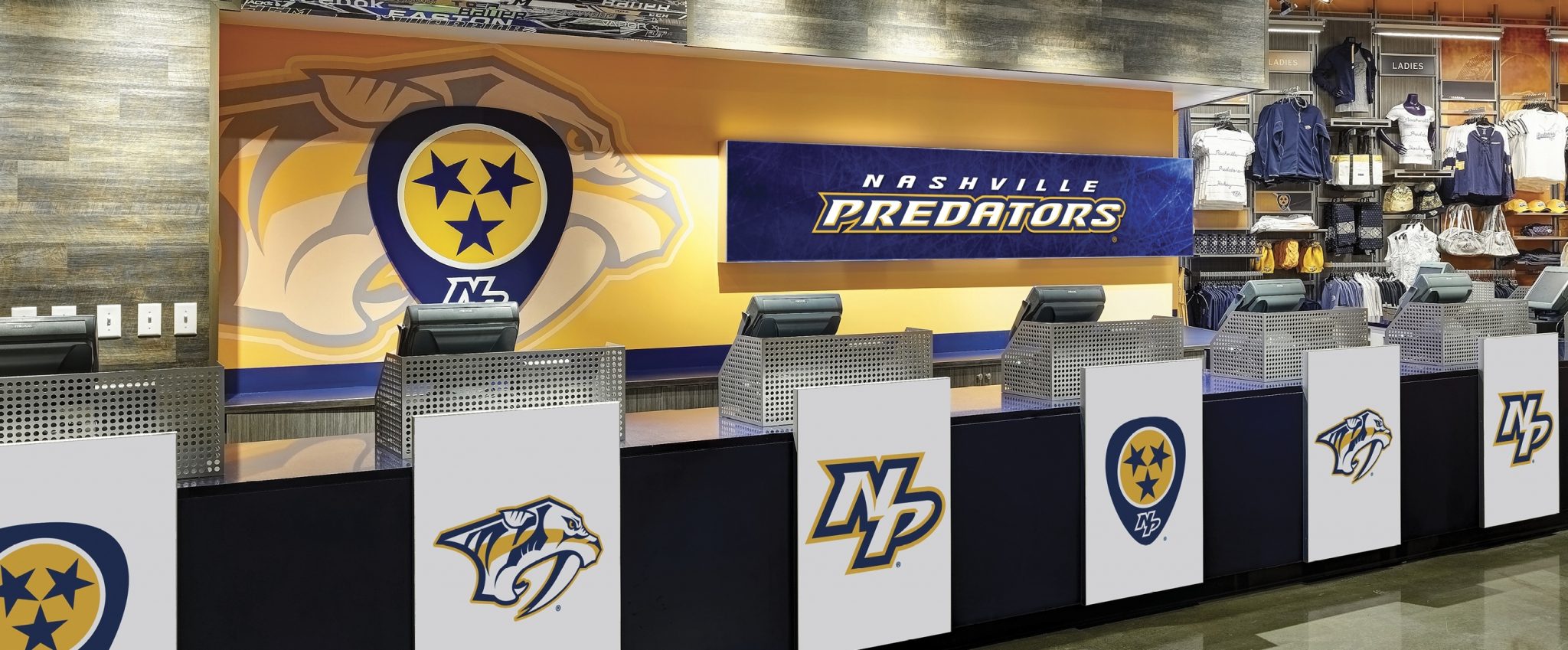 The retail design at the Nashville Predators team store is a total